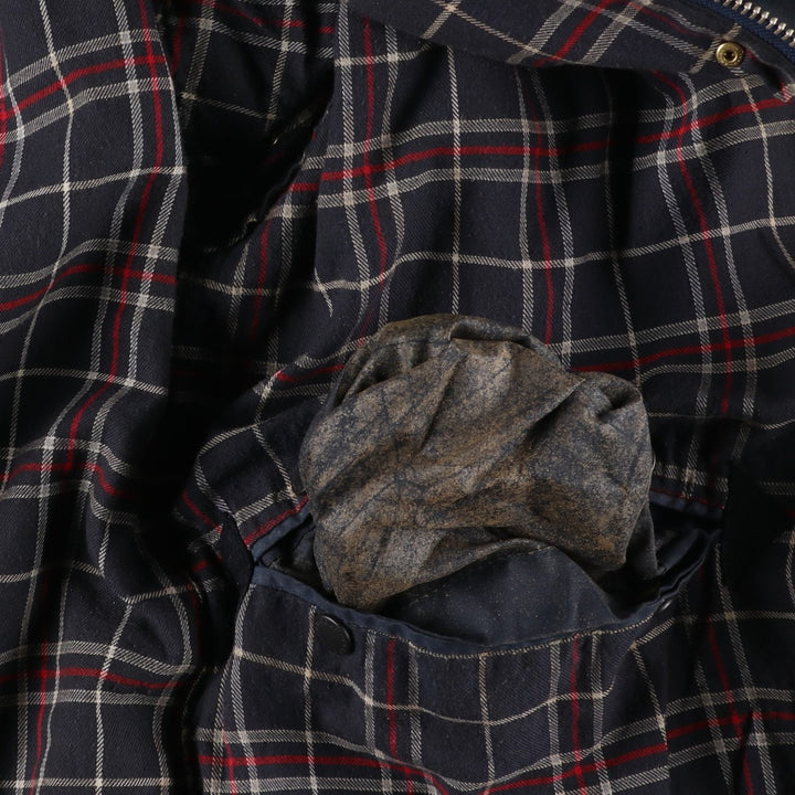 1990'S Barbour BORDER (formerly 3 Warrant) waxed cotton oiled jacket, Made in England, C42, Men's L cotton navy blue type Vintage Second Hand
