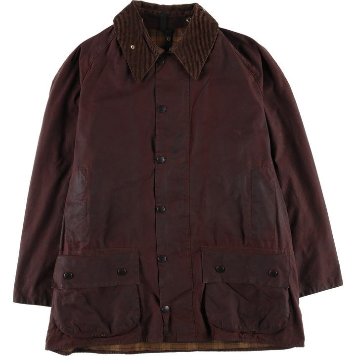 1990'S Barbour Beaufort 3 Warrant Oiled Hunting Jacket, Made in England, C44, Men's Size L cotton brown type Vintage Second Hand