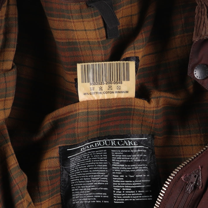 1990'S Barbour Beaufort 3 Warrant Oiled Hunting Jacket, Made in England, C44, Men's Size L cotton brown type Vintage Second Hand