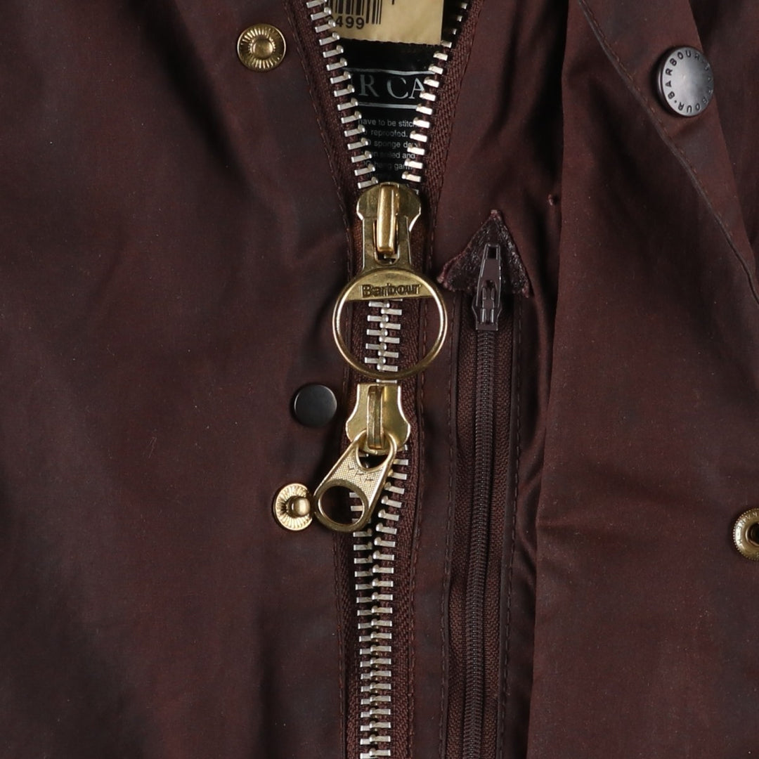 1990'S Barbour Beaufort 3 Warrant Oiled Hunting Jacket, Made in England, C44, Men's Size L cotton brown type Vintage Second Hand