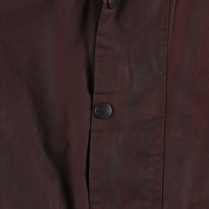1990'S Barbour Beaufort 3 Warrant Oiled Hunting Jacket, Made in England, C44, Men's Size L cotton brown type Vintage Second Hand