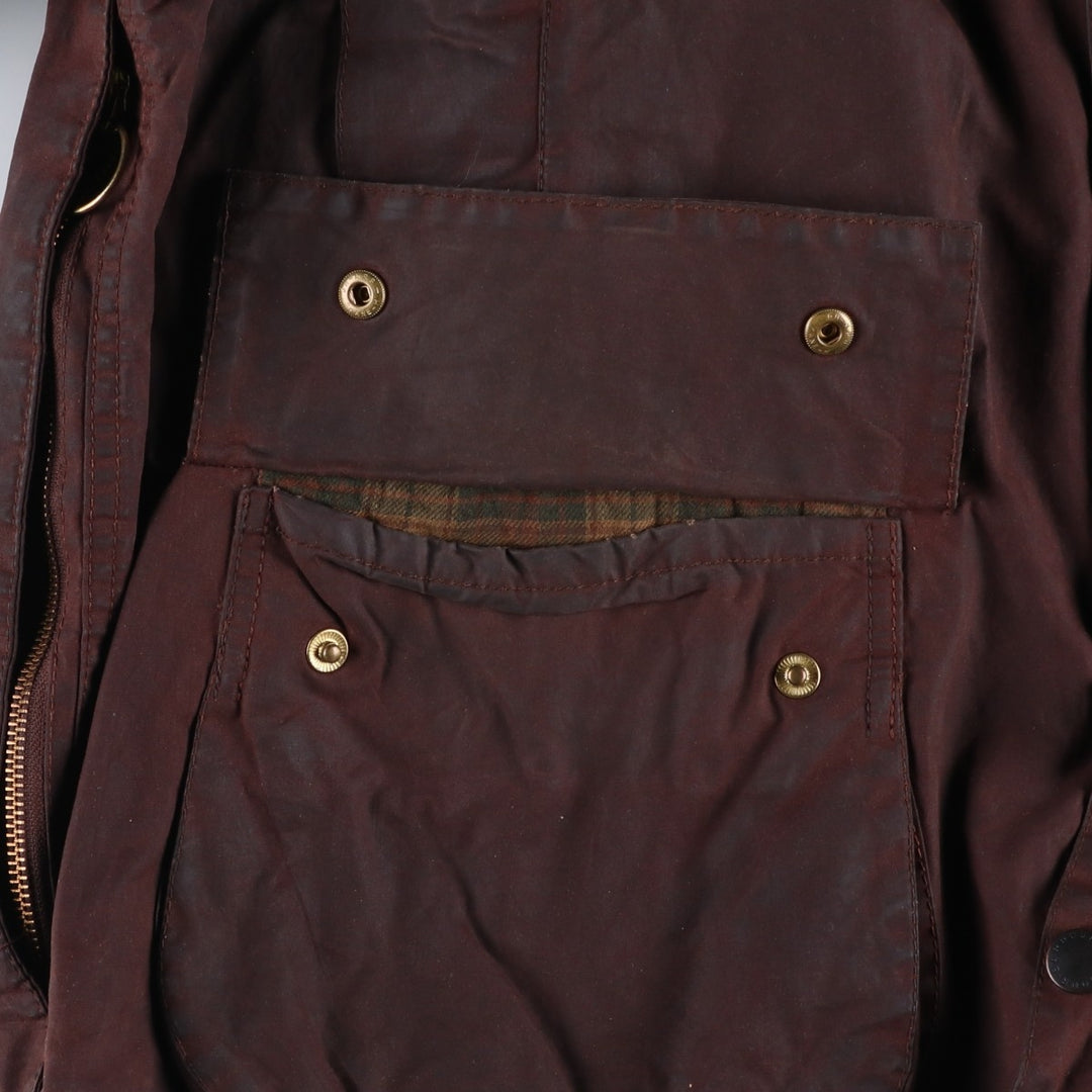1990'S Barbour Beaufort 3 Warrant Oiled Hunting Jacket, Made in England, C44, Men's Size L cotton brown type Vintage Second Hand