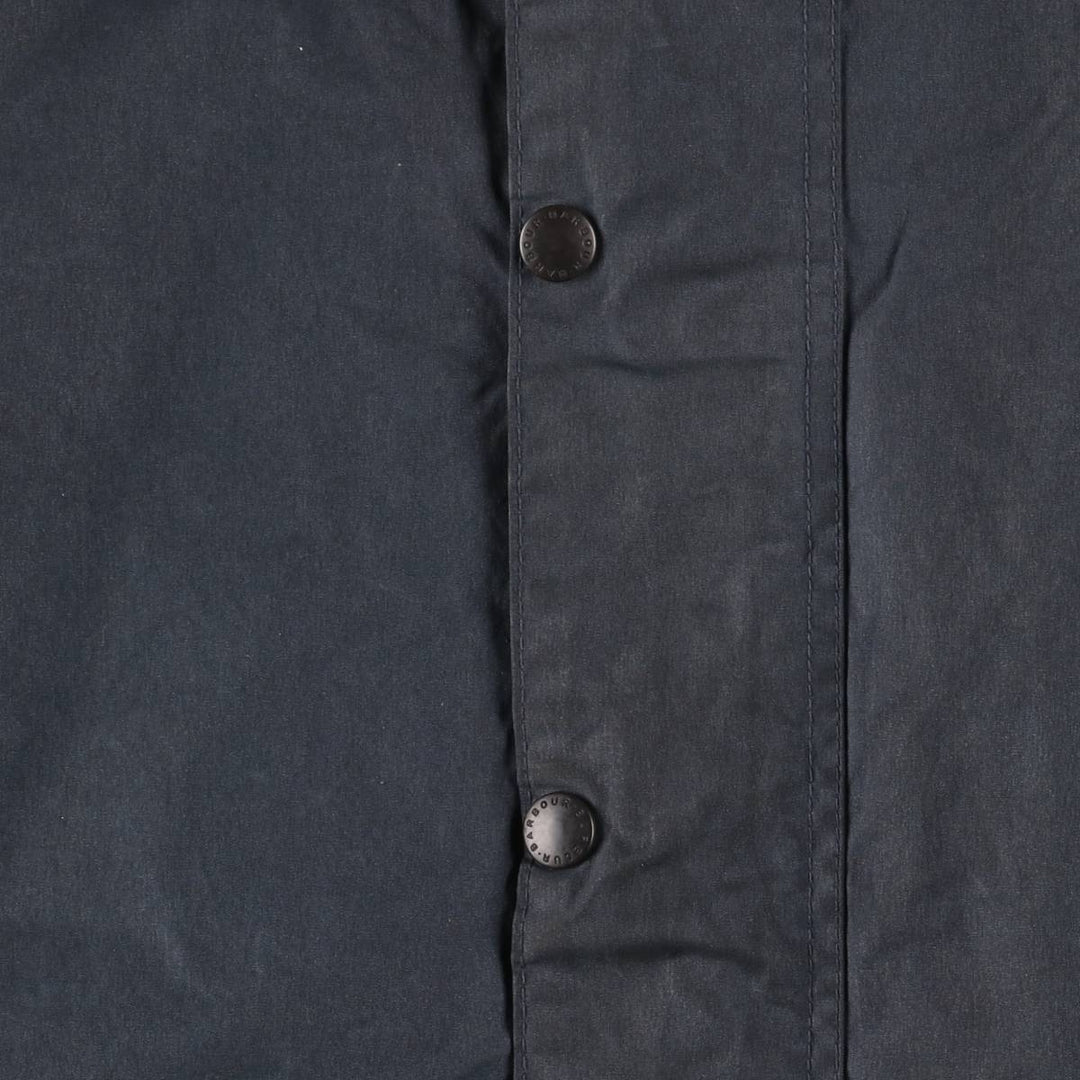 Vintage 80s-90'S Barbour BORDER (old 3-warrant) waxed cotton oiled jacket, made in England, men's size L cotton navy blue type Vintage Second Hand