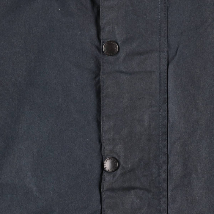 Vintage 80s-90'S Barbour BORDER (old 3-warrant) waxed cotton oiled jacket, made in England, men's size L cotton navy blue type Vintage Second Hand