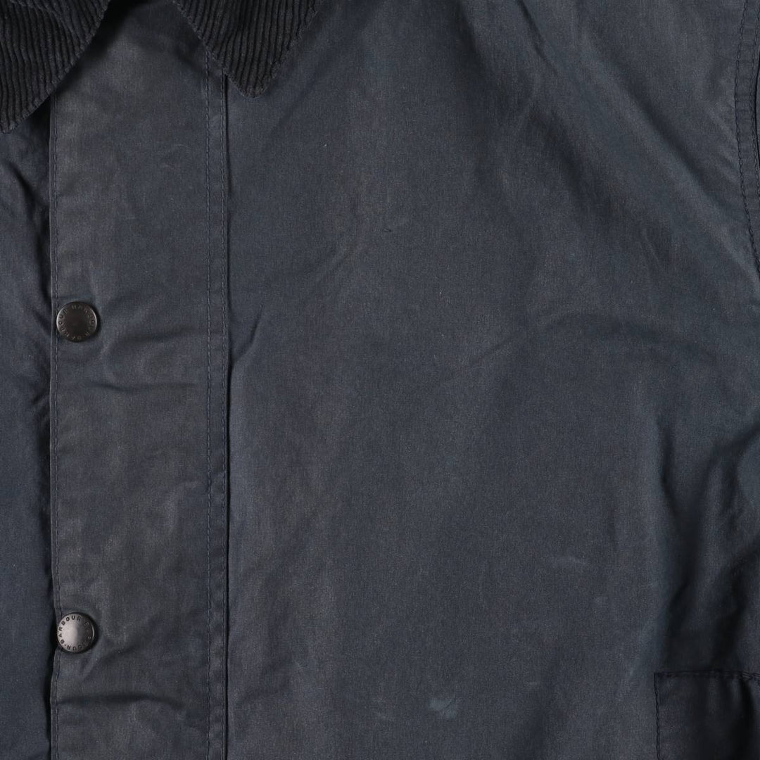 Vintage 80s-90'S Barbour BORDER (old 3-warrant) waxed cotton oiled jacket, made in England, men's size L cotton navy blue type Vintage Second Hand