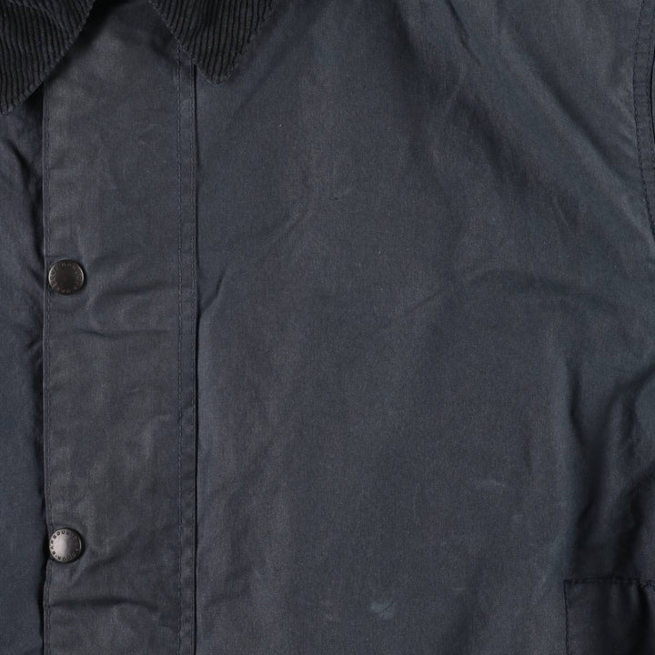Vintage 80s-90'S Barbour BORDER (old 3-warrant) waxed cotton oiled jacket, made in England, men's size L cotton navy blue type Vintage Second Hand