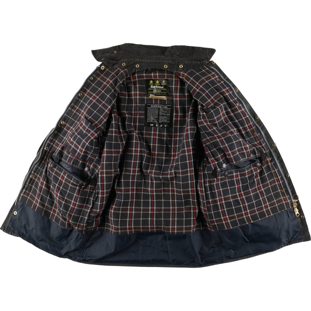 Vintage 80s-90'S Barbour BORDER (old 3-warrant) waxed cotton oiled jacket, made in the UK, size M. cotton Khaki type Vintage Second Hand