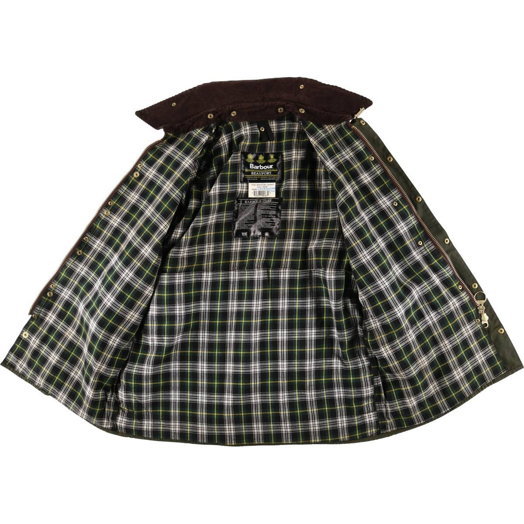 Vintage 1980s-1990'S Barbour Beaufort 3 Warrant Waxed Cotton Oiled Jacket, Made in England, Men's Size L cotton Khaki type Vintage Second Hand