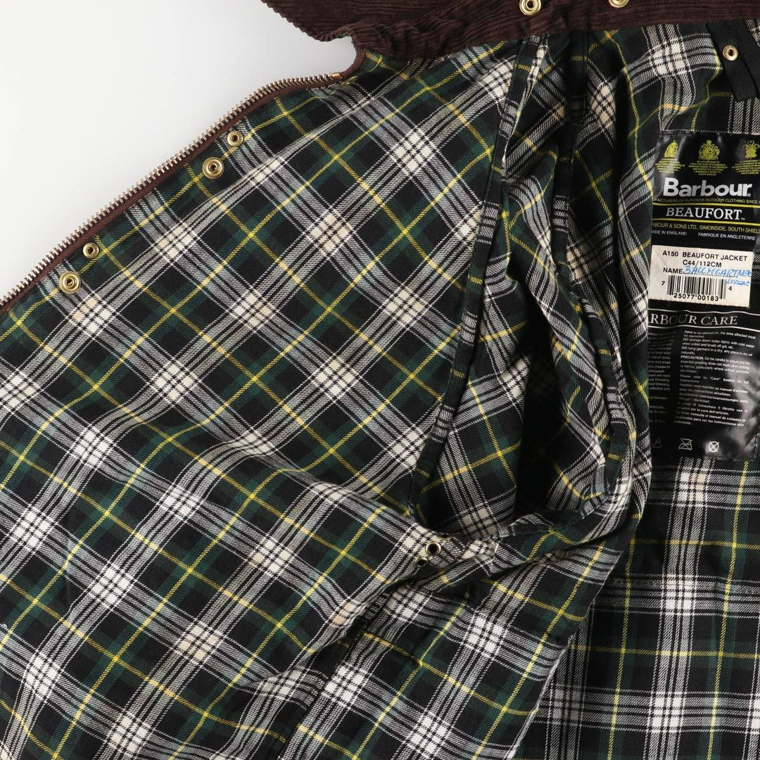 Vintage 1980s-1990'S Barbour Beaufort 3 Warrant Waxed Cotton Oiled Jacket, Made in England, Men's Size L cotton Khaki type Vintage Second Hand