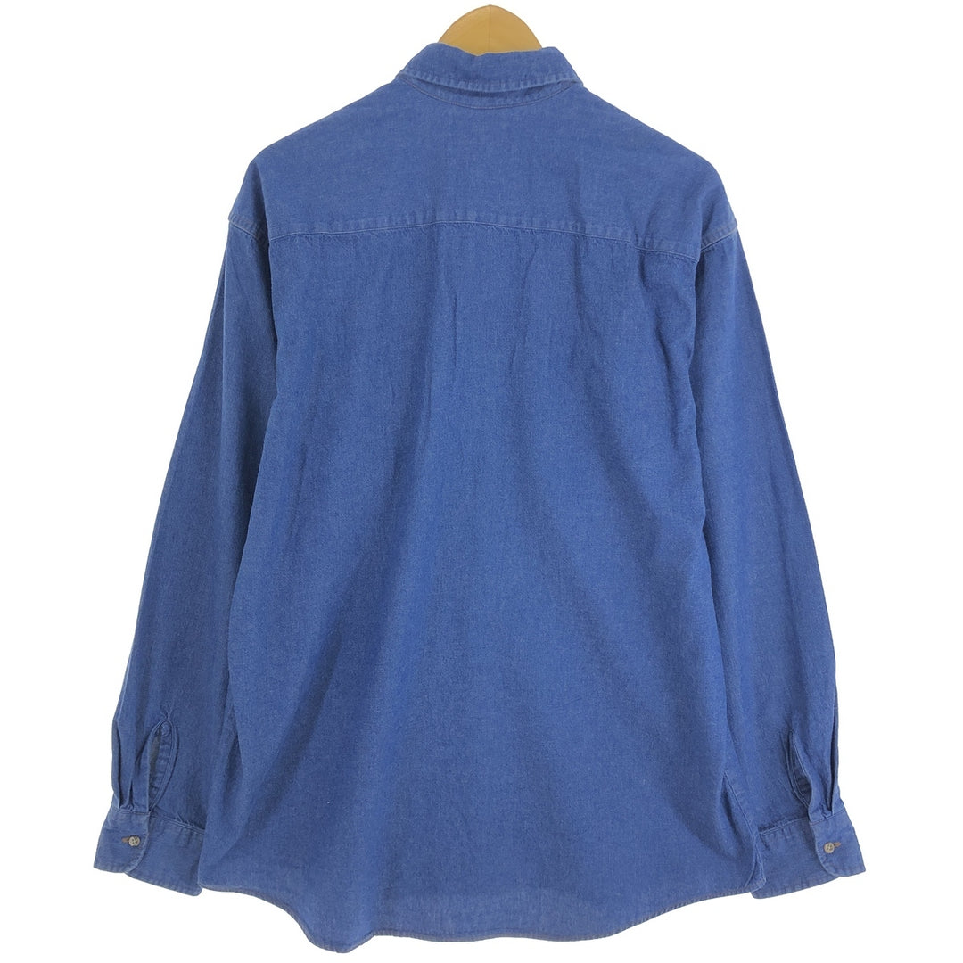 90'S Red Head Vintage Long Sleeve Denim Shirt, Men's Size XL cotton blue type Vintage Second Hand