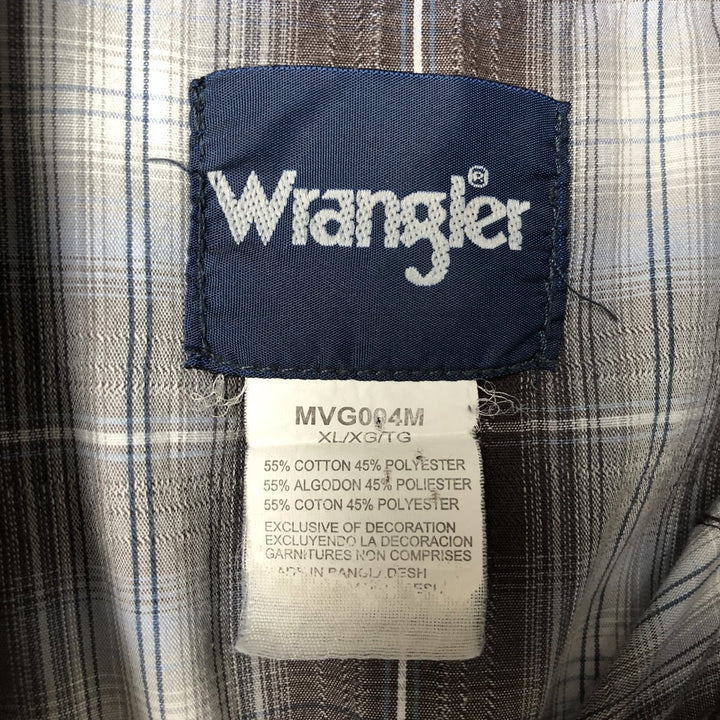 Wrangler Check Pattern Long Sleeve Western Shirt, Men's Size XL cotton Charcoal Vintage Second Hand