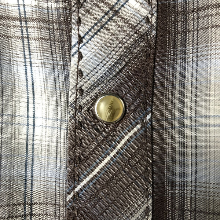 Wrangler Check Pattern Long Sleeve Western Shirt, Men's Size XL cotton Charcoal Vintage Second Hand