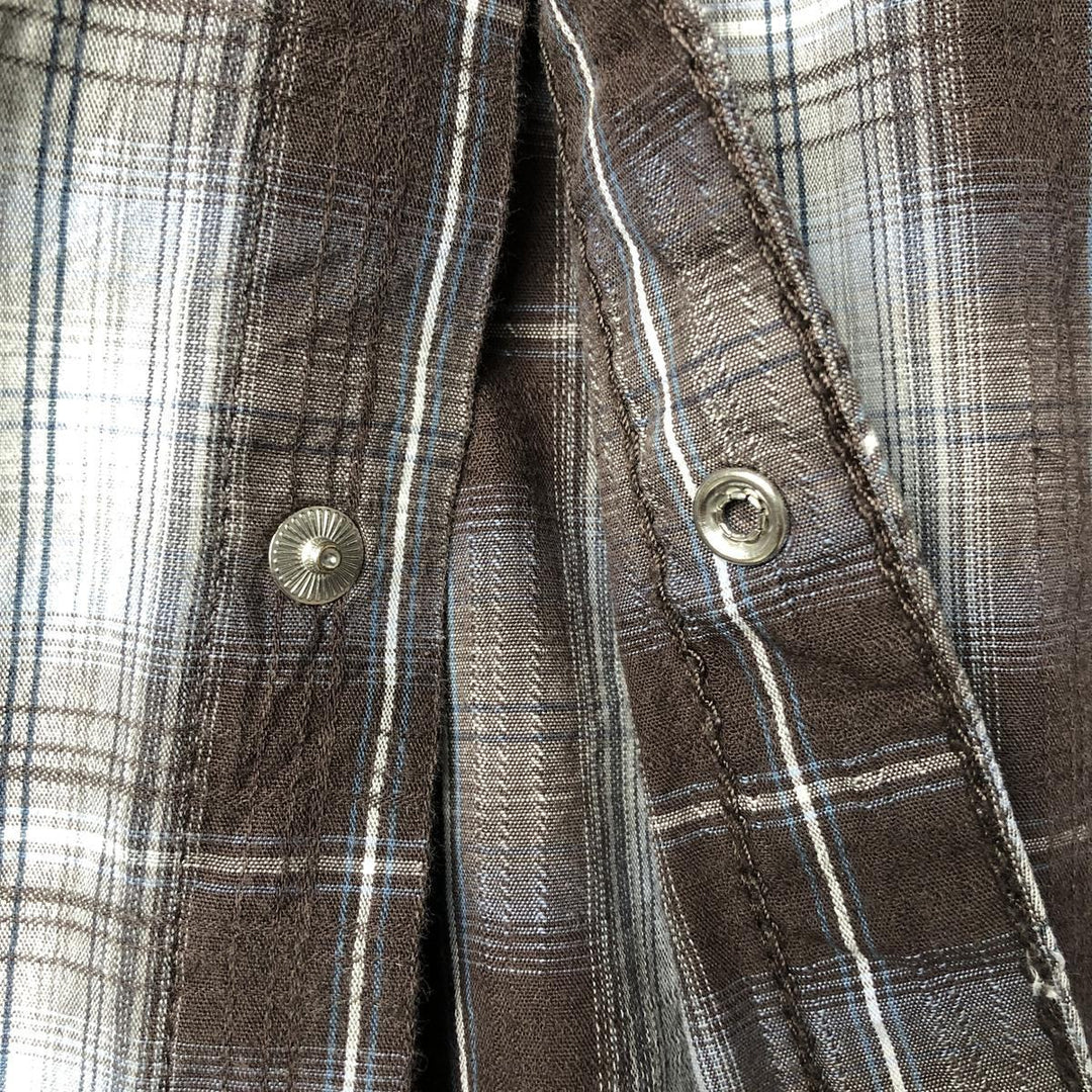 Wrangler Check Pattern Long Sleeve Western Shirt, Men's Size XL cotton Charcoal Vintage Second Hand