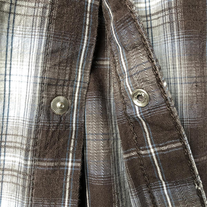 Wrangler Check Pattern Long Sleeve Western Shirt, Men's Size XL cotton Charcoal Vintage Second Hand