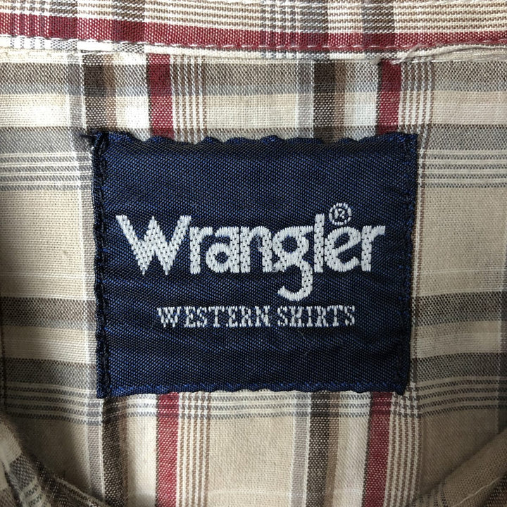 Wrangler Western Shirts Check Pattern Long Sleeve Western Shirt Men's XL cotton Beige type Vintage Second Hand