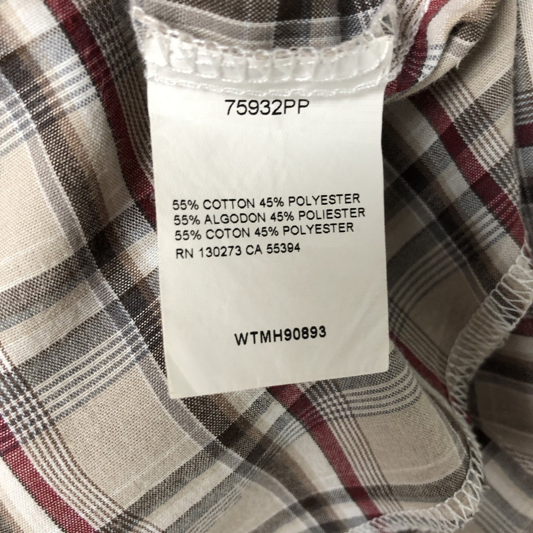 Wrangler Western Shirts Check Pattern Long Sleeve Western Shirt Men's XL cotton Beige type Vintage Second Hand
