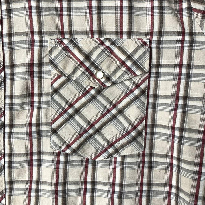 Wrangler Western Shirts Check Pattern Long Sleeve Western Shirt Men's XL cotton Beige type Vintage Second Hand
