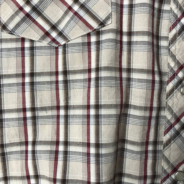 Wrangler Western Shirts Check Pattern Long Sleeve Western Shirt Men's XL cotton Beige type Vintage Second Hand