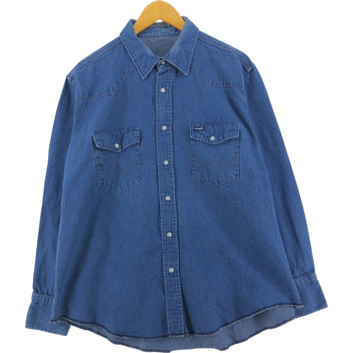 Wrangler Long Sleeve Denim Western Shirt, Men's XL unclear blue type Vintage Second Hand