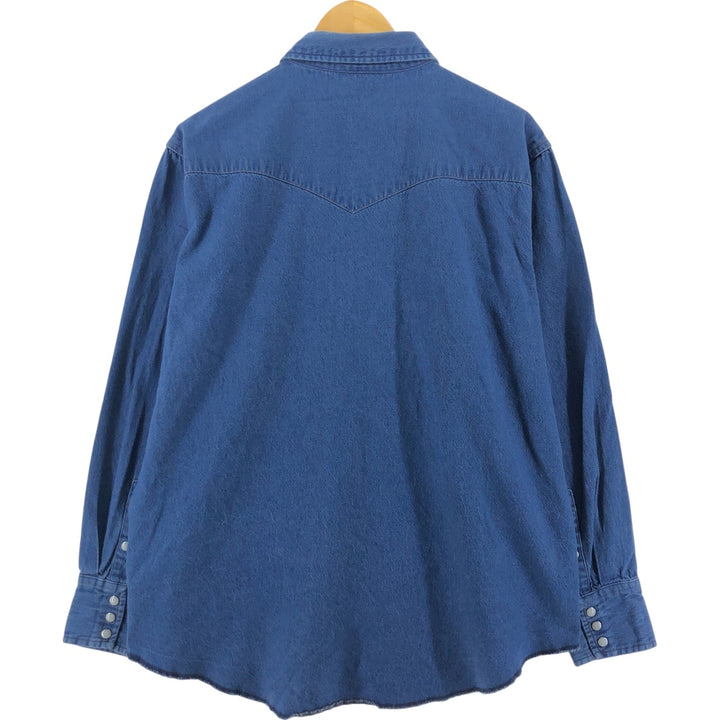 Wrangler Long Sleeve Denim Western Shirt, Men's XL unclear blue type Vintage Second Hand