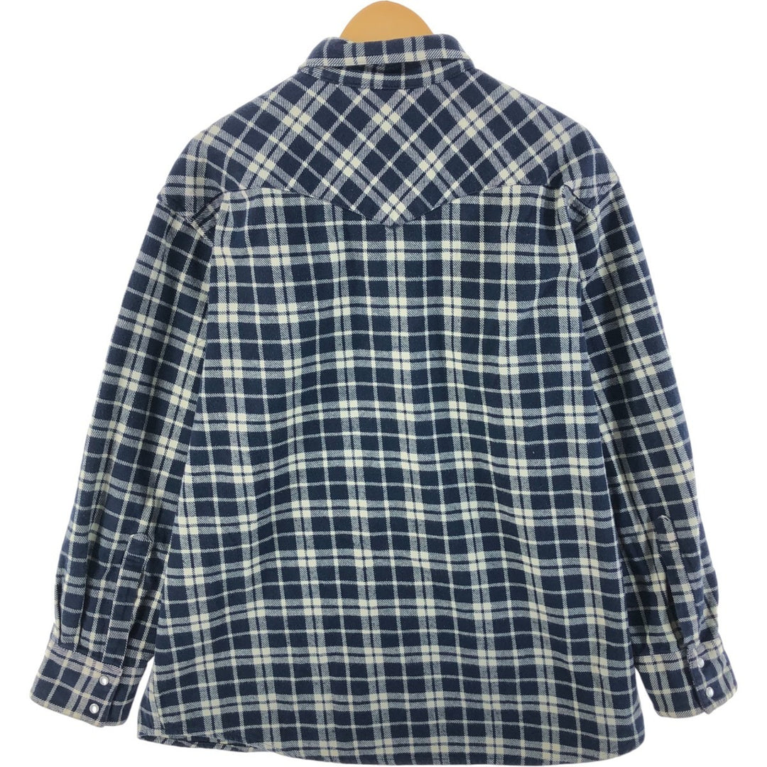 FIELDN FOREST Long Sleeve Western Flannel Check Shirt, Men's Size XL cotton navy blue type Vintage Second Hand