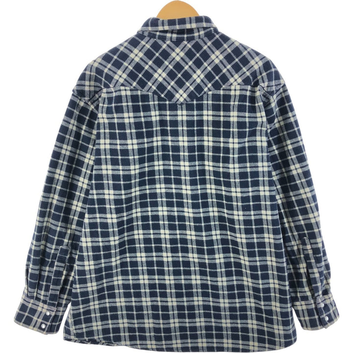 FIELDN FOREST Long Sleeve Western Flannel Check Shirt, Men's Size XL cotton navy blue type Vintage Second Hand