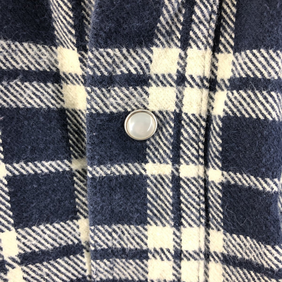 FIELDN FOREST Long Sleeve Western Flannel Check Shirt, Men's Size XL cotton navy blue type Vintage Second Hand