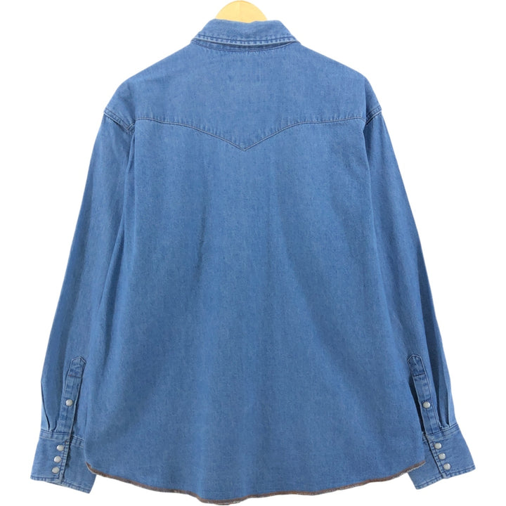 Vintage 90'S Wrangler Long Sleeve Denim Western Shirt, Men's Size XL cotton blue type Vintage Second Hand