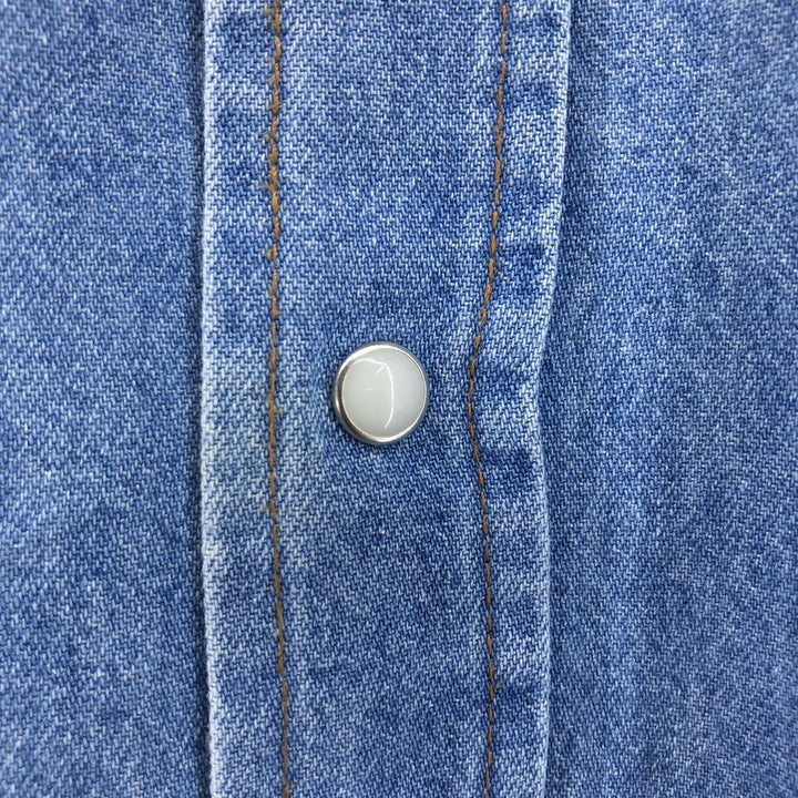 Vintage 90'S Wrangler Long Sleeve Denim Western Shirt, Men's Size XL cotton blue type Vintage Second Hand