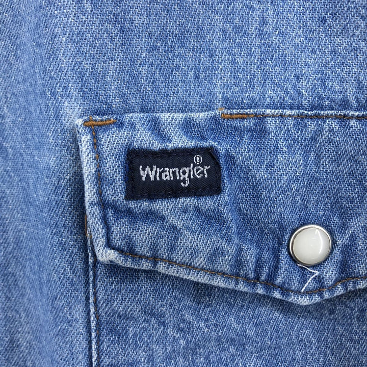 Vintage 90'S Wrangler Long Sleeve Denim Western Shirt, Men's Size XL cotton blue type Vintage Second Hand