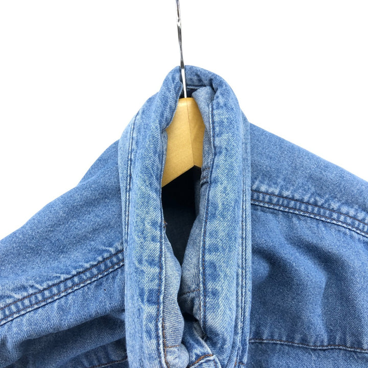 Vintage 90'S Wrangler Long Sleeve Denim Western Shirt, Men's Size XL cotton blue type Vintage Second Hand