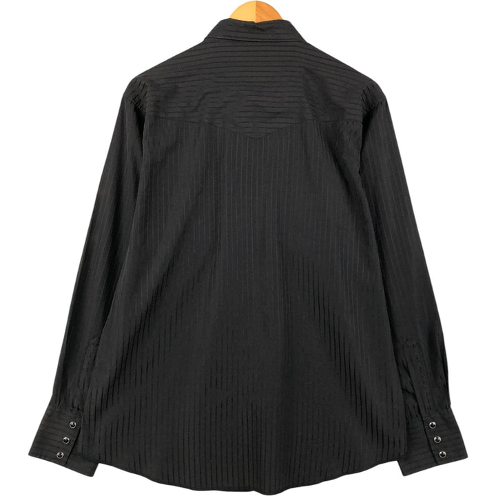 Wrangler Stripe Pattern Long Sleeve Western Shirt, Men's Size L unclear black type Vintage Second Hand