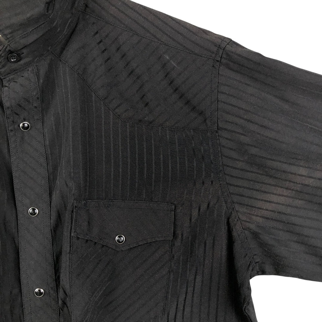 Wrangler Stripe Pattern Long Sleeve Western Shirt, Men's Size L unclear black type Vintage Second Hand