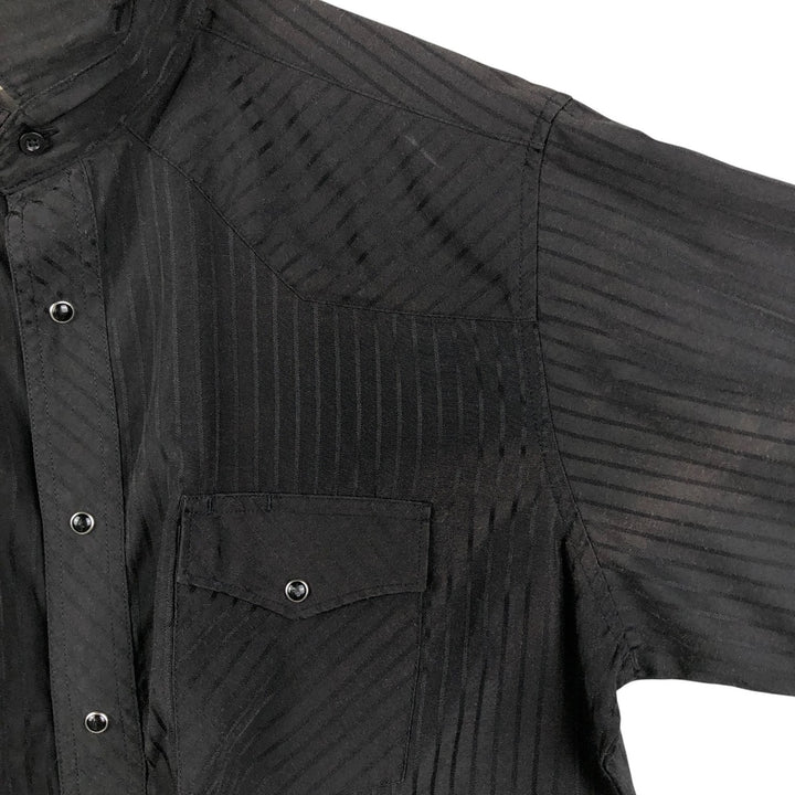 Wrangler Stripe Pattern Long Sleeve Western Shirt, Men's Size L unclear black type Vintage Second Hand
