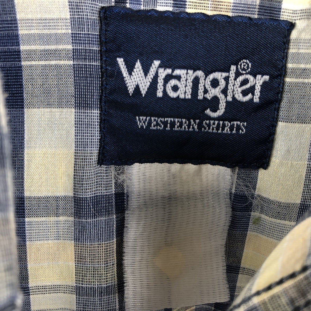 Wrangler Western Shirts Check Pattern Long Sleeve Western Shirt Men's Size Medium unclear blue type Vintage Second Hand