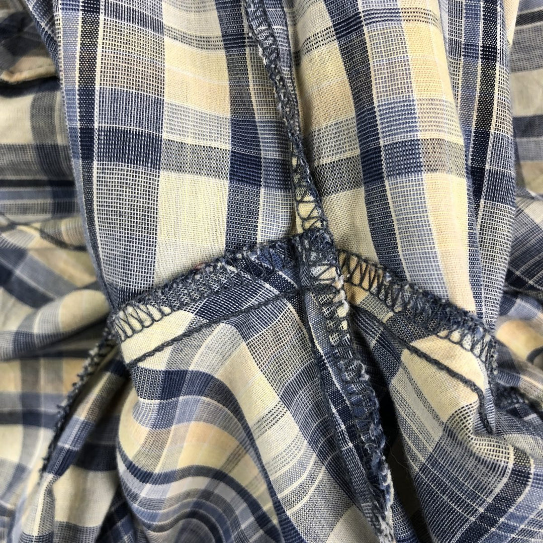 Wrangler Western Shirts Check Pattern Long Sleeve Western Shirt Men's Size Medium unclear blue type Vintage Second Hand