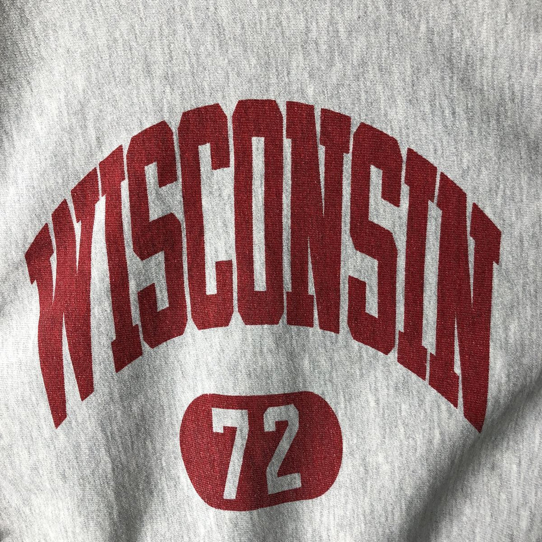 90'S Champion Reverse Weave University of Wisconsin College Sweatshirt with Embroidered Tag, Made in USA cotton gray type Vintage Second Hand