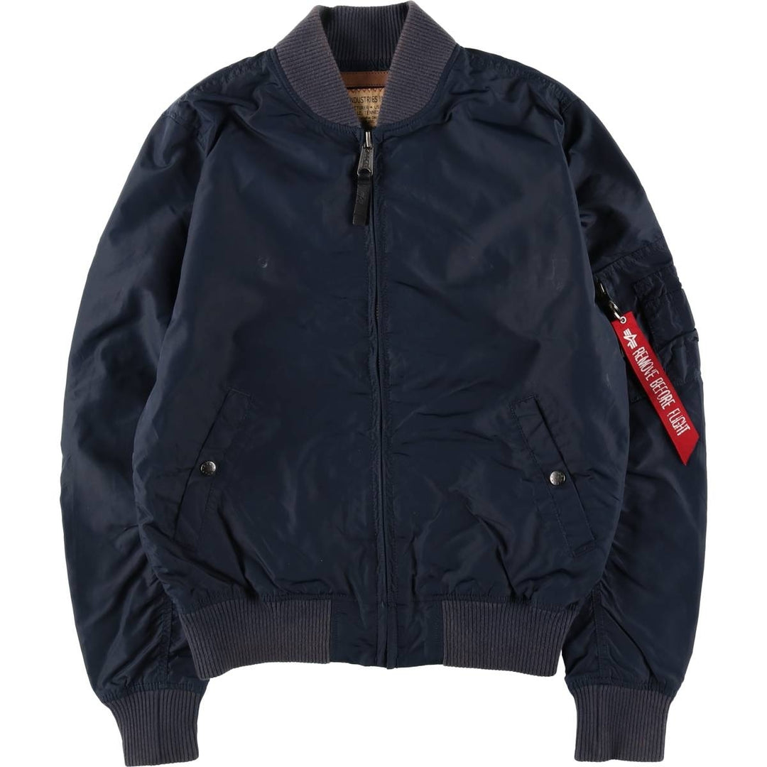 Civilian Alpha MA-1 Type Military Flight Jacket Men's M Size Nylon navy blue type Vintage Second Hand