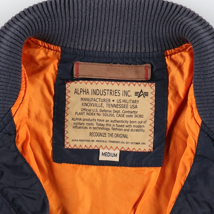Civilian Alpha MA-1 Type Military Flight Jacket Men's M Size Nylon navy blue type Vintage Second Hand
