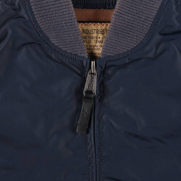 Civilian Alpha MA-1 Type Military Flight Jacket Men's M Size Nylon navy blue type Vintage Second Hand