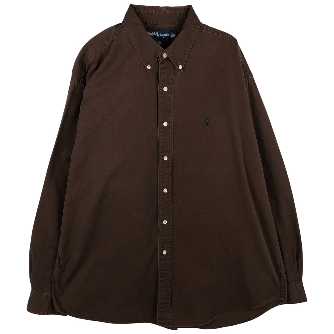 Ralph Lauren BLAIRE long sleeve button down shirt, men's XL size cotton brown type Vintage Second Hand