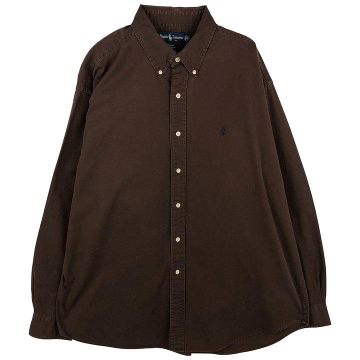 Ralph Lauren BLAIRE long sleeve button down shirt, men's XL size cotton brown type Vintage Second Hand