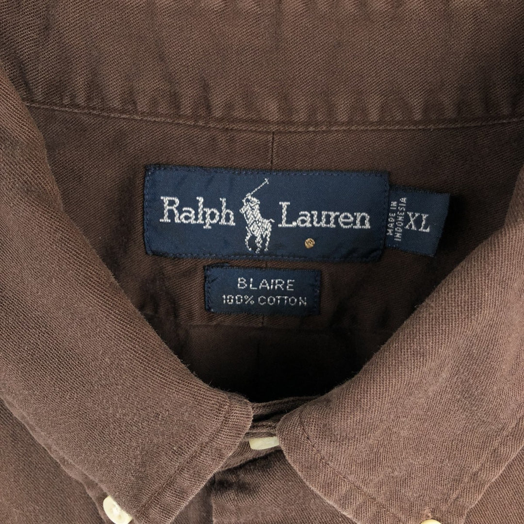 Ralph Lauren BLAIRE long sleeve button down shirt, men's XL size cotton brown type Vintage Second Hand
