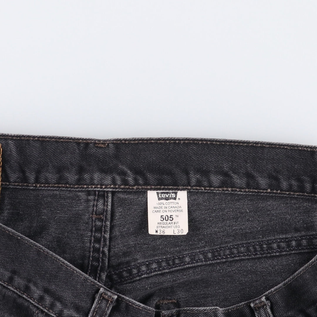 2000'S Levi's 505 Regular Fit Straight Leg Black Denim Tapered Denim Pants, Made in Canada, Men's Size 36 cotton black type Vintage Second Hand