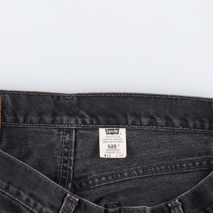 2000'S Levi's 505 Regular Fit Straight Leg Black Denim Tapered Denim Pants, Made in Canada, Men's Size 36 cotton black type Vintage Second Hand