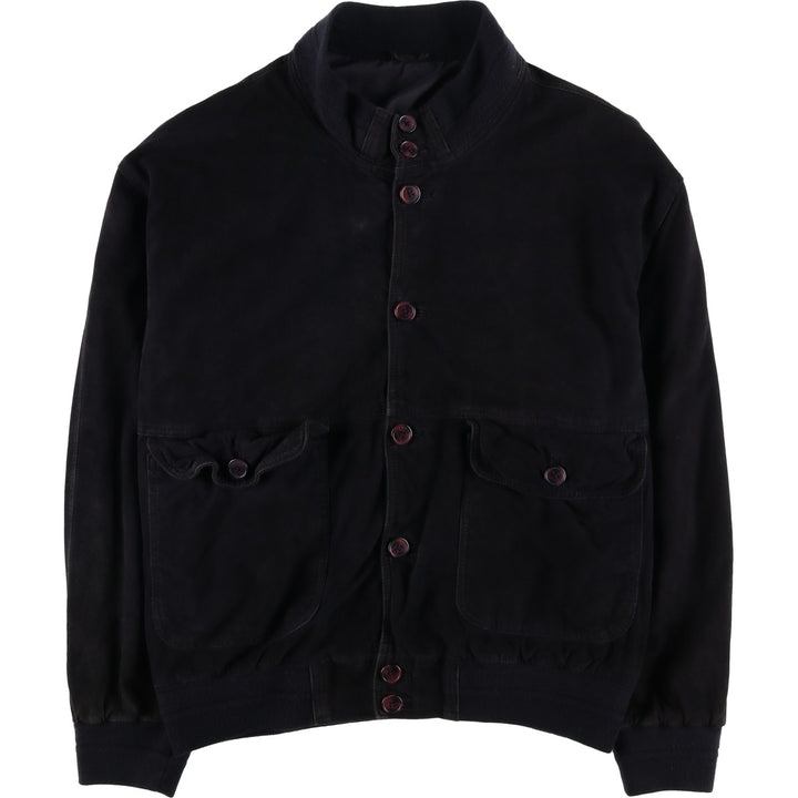 Vintage Balster Jacket, Suede Leather Blouson, Men's XL Genuine Leather Suede Leather black type Vintage Second Hand