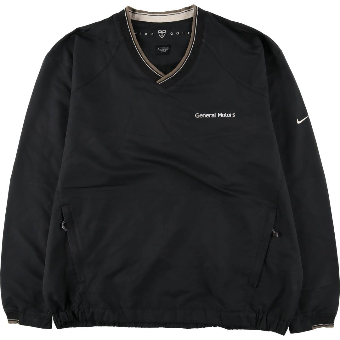 Nike Golf General Motors V-neck warm-up pullover, men's size L polyester black type Vintage Second Hand