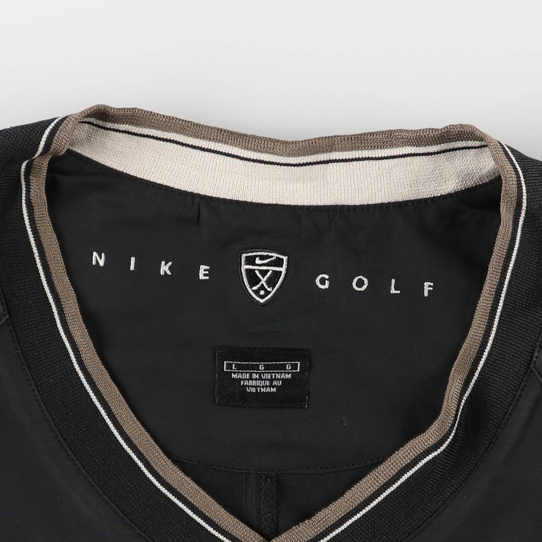 Nike Golf General Motors V-neck warm-up pullover, men's size L polyester black type Vintage Second Hand