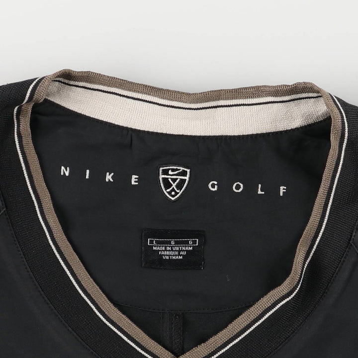 Nike Golf General Motors V-neck warm-up pullover, men's size L polyester black type Vintage Second Hand