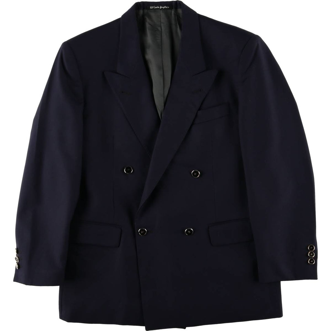 El Corte Ingles Emidio Tucci double-breasted peak lapel navy blazer, men's size L wool navy blue type Vintage Second Hand